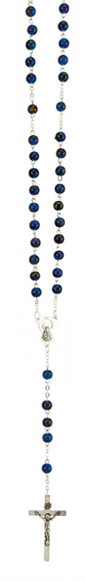 Rosenkranz mit blau marmorierten Perlen